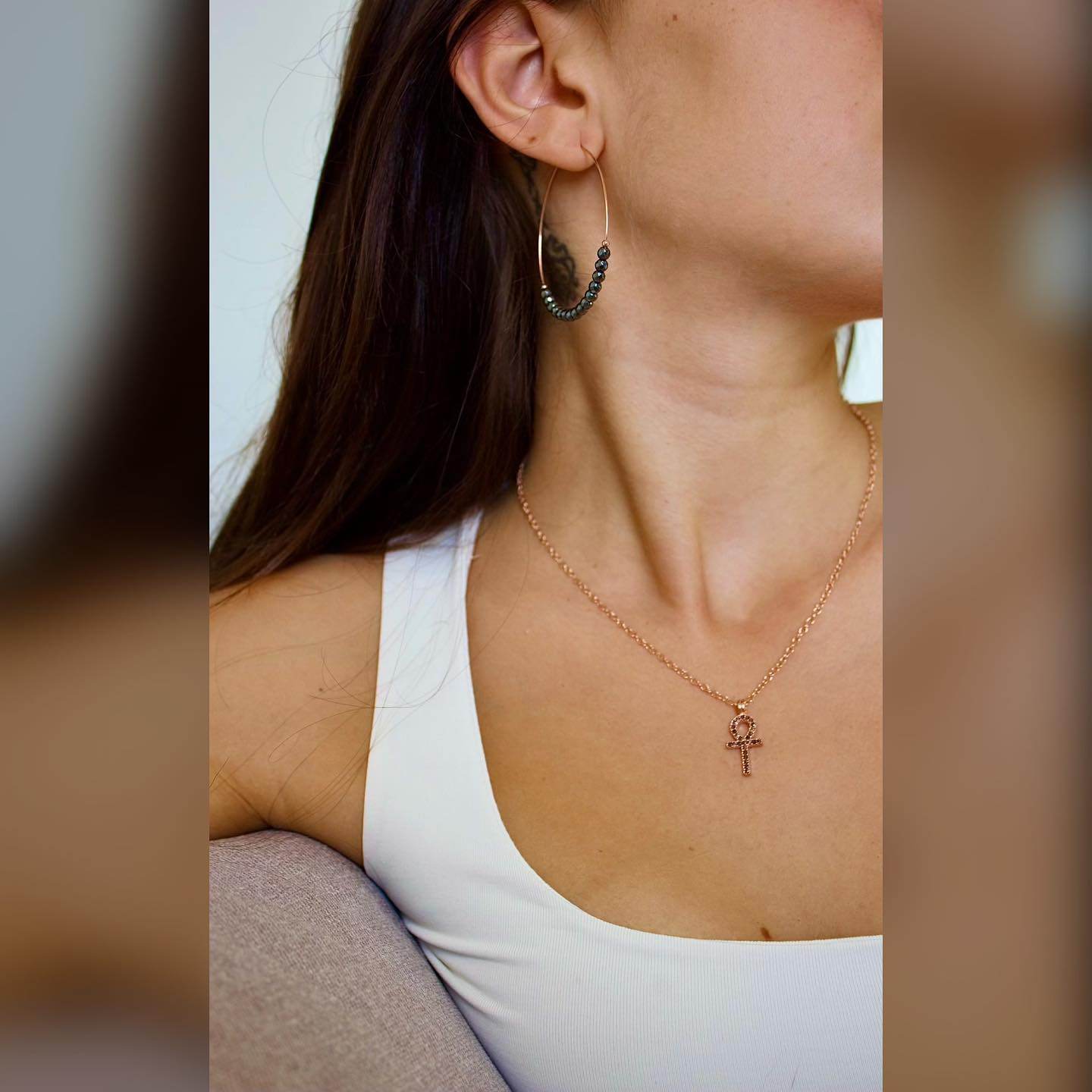 Collana croce ebraica zirconi - CL696 - Spadarella Gioielli