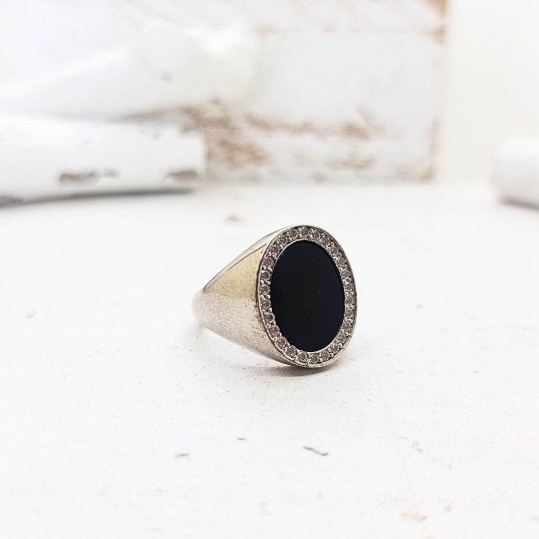 Anello pietra ovale zirconi - AN675 - Spadarella Gioielli