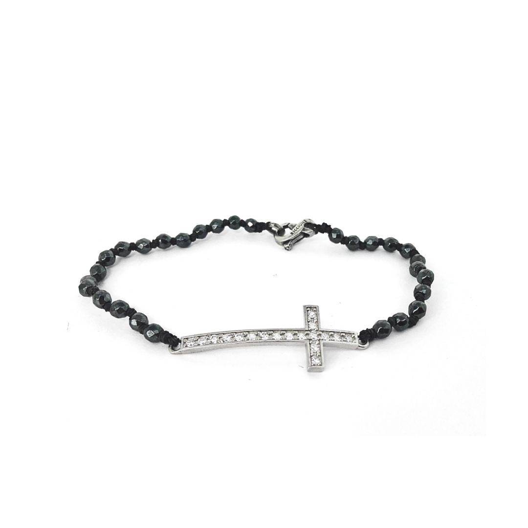 Bracciale spadino croce zirconi - SPBR526 - Spadarella Gioielli