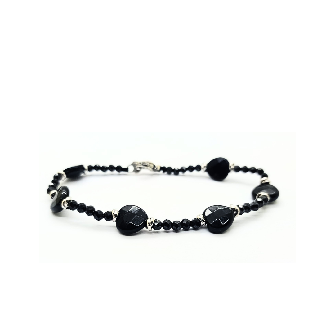 Bracciale spadino San Valentino cuori onice - SPBR761