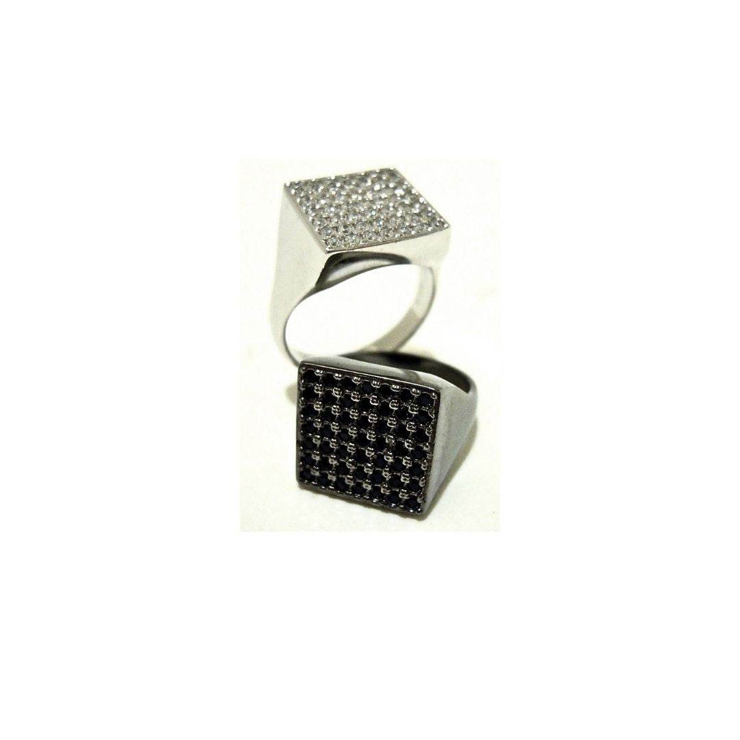 Anello quadrato zirconi - AN396 - Spadarella Gioielli