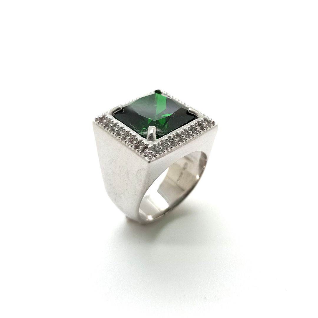 Anello pietra e zirconi quadrato - AN404 - Spadarella Gioielli