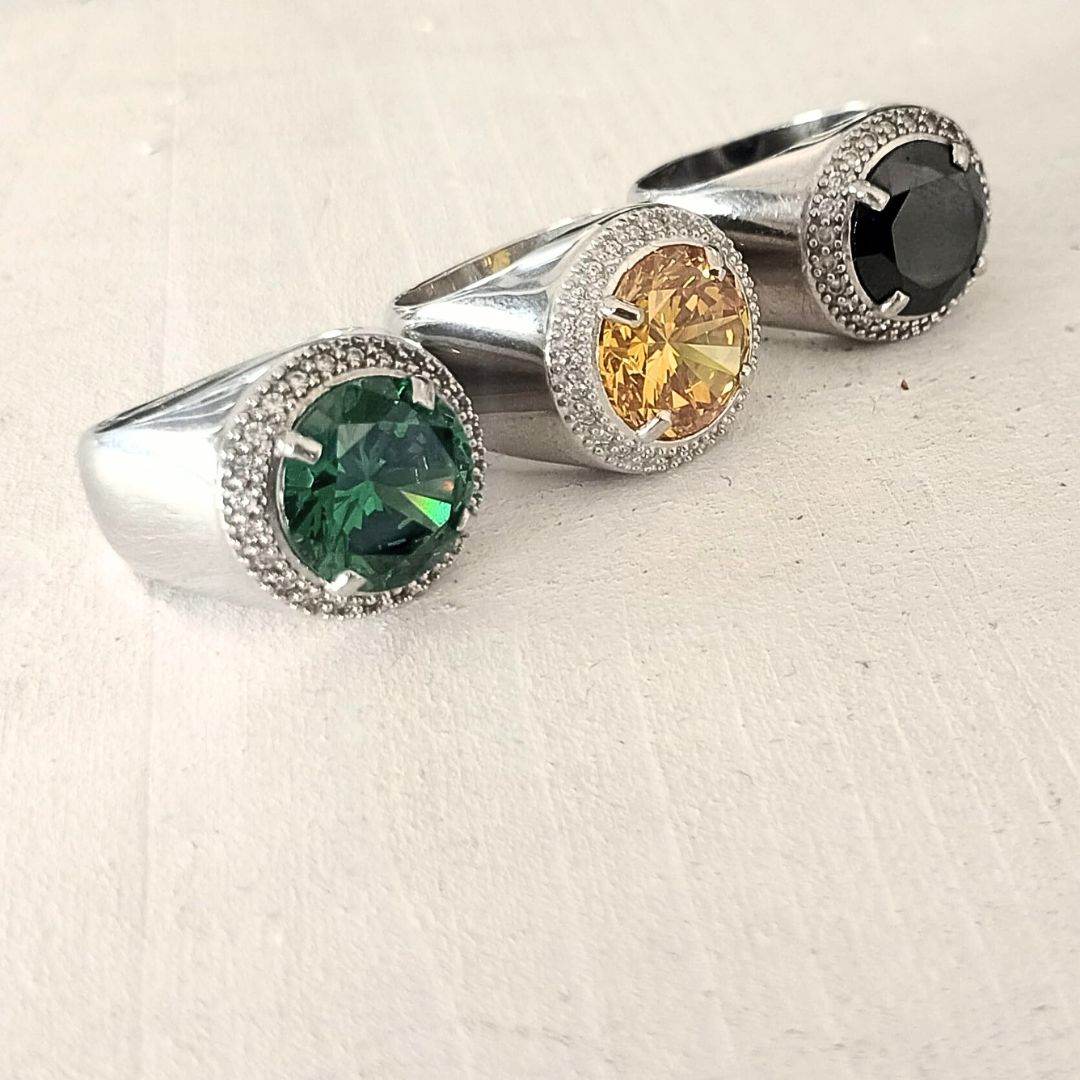 Anello pietra e zirconi tondo - AN405 - Spadarella Gioielli