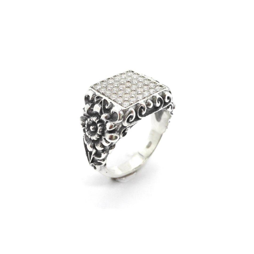 Anello quadrato zirconi - AN691 - Spadarella Gioielli