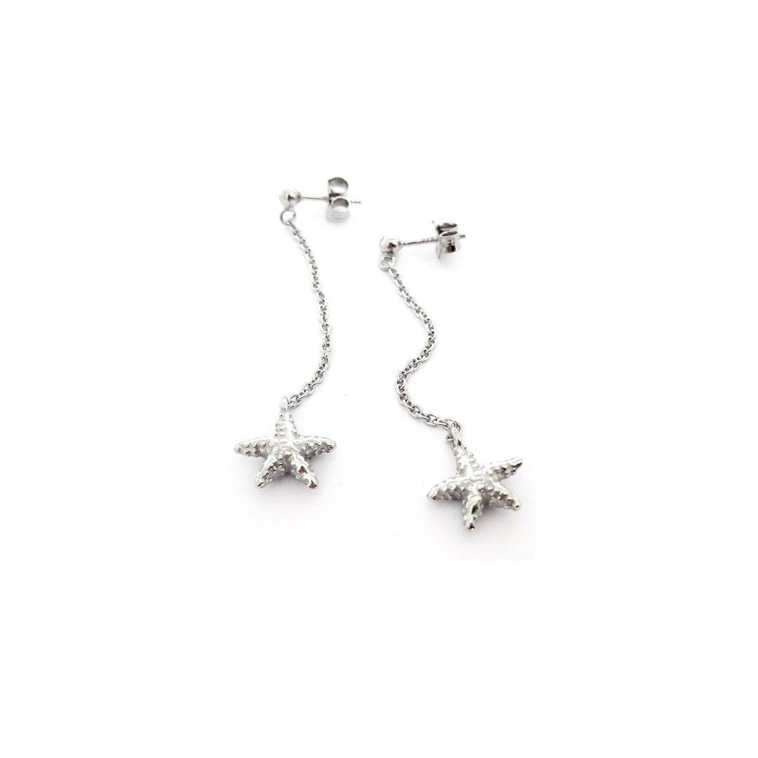 Orecchini Pendenti in Ottone con Stelle Marine Zirconi Verdi e Perle Orecchini Pendenti in Ottone con Stelle Marine Zirconi Verdi e Perle