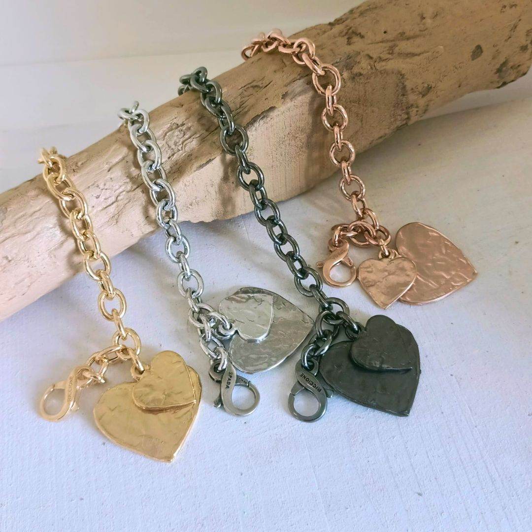 Bracciale cuori martellati - PSBR99 - Spadarella Gioielli