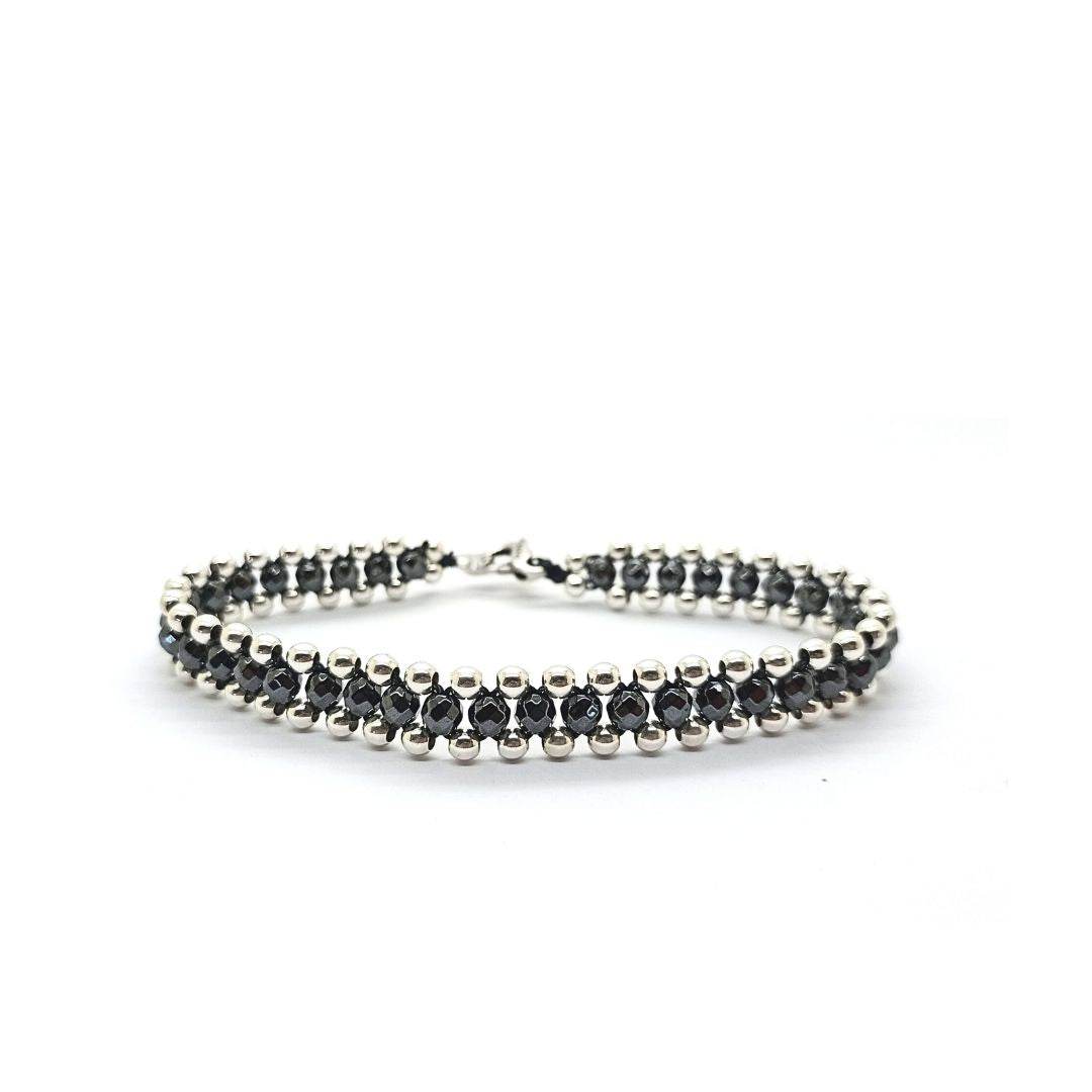 Bracciale spadino intrecciato con pietre - SPBR067 - Spadarella Gioielli