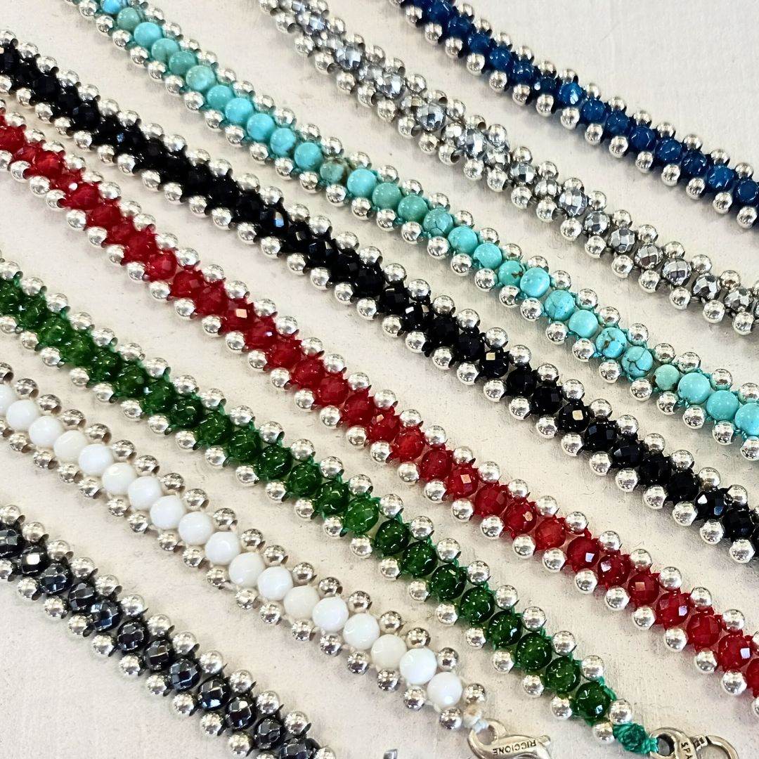 Bracciale spadino intrecciato con pietre - SPBR067 - Spadarella Gioielli