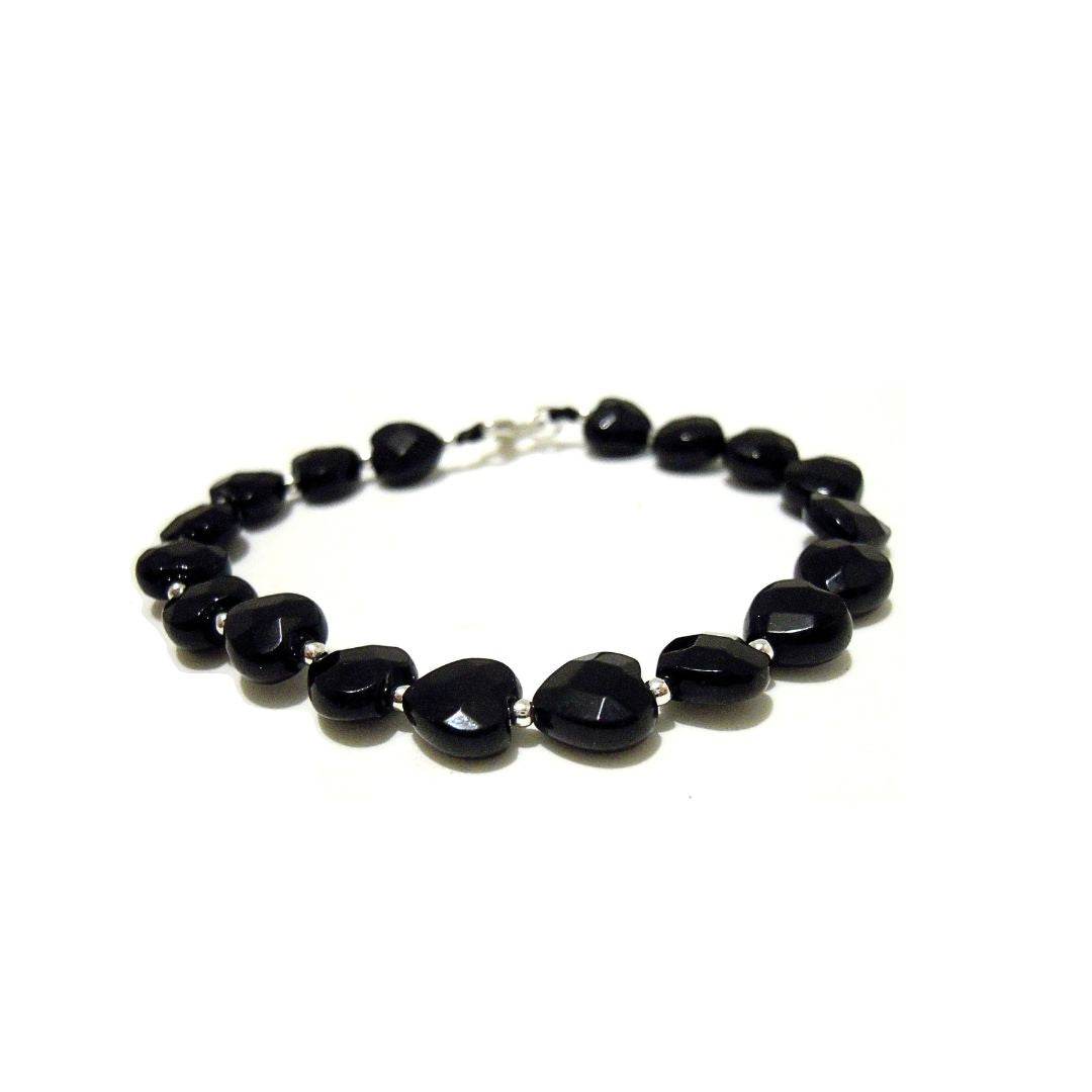 Bracciale spadino cuori onice - SPBR264 - Spadarella Gioielli