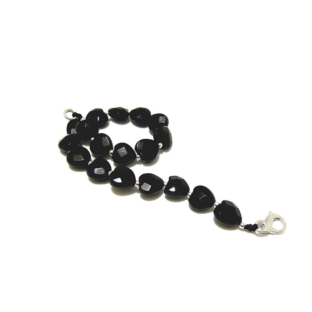 Bracciale spadino cuori onice - SPBR264 - Spadarella Gioielli