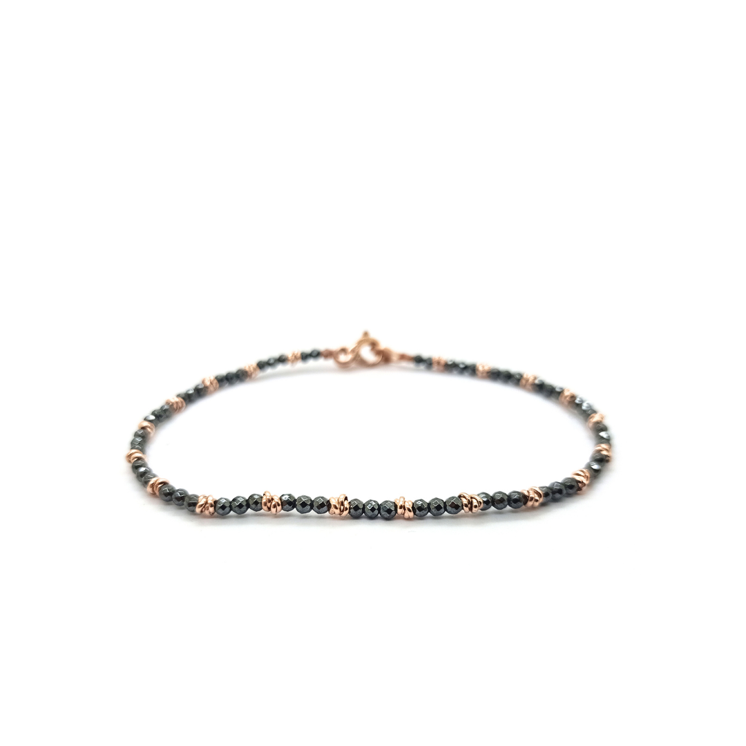 Bracciale spadino ematite e anellini - SPBR767