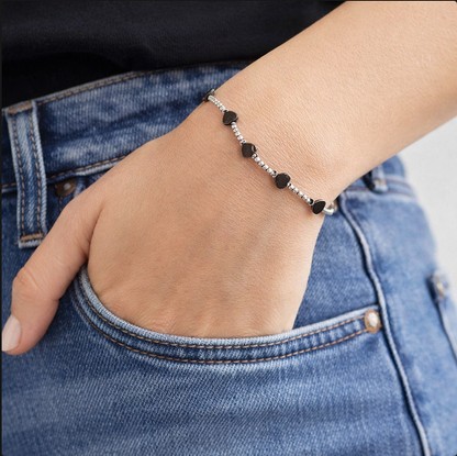Bracciale spadino San Valentino cuori ematite - SPBR759