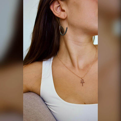 Collana croce ebraica zirconi - CL696 - Spadarella Gioielli