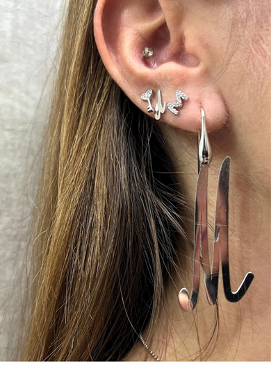 Cubic Zirconia Lock and Key Stud Earrings - OR833