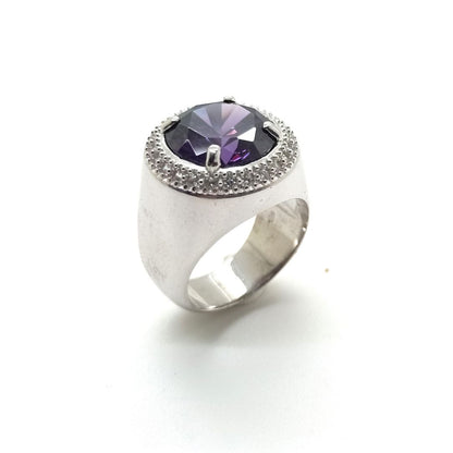 Round stone and zirconia ring - AN405