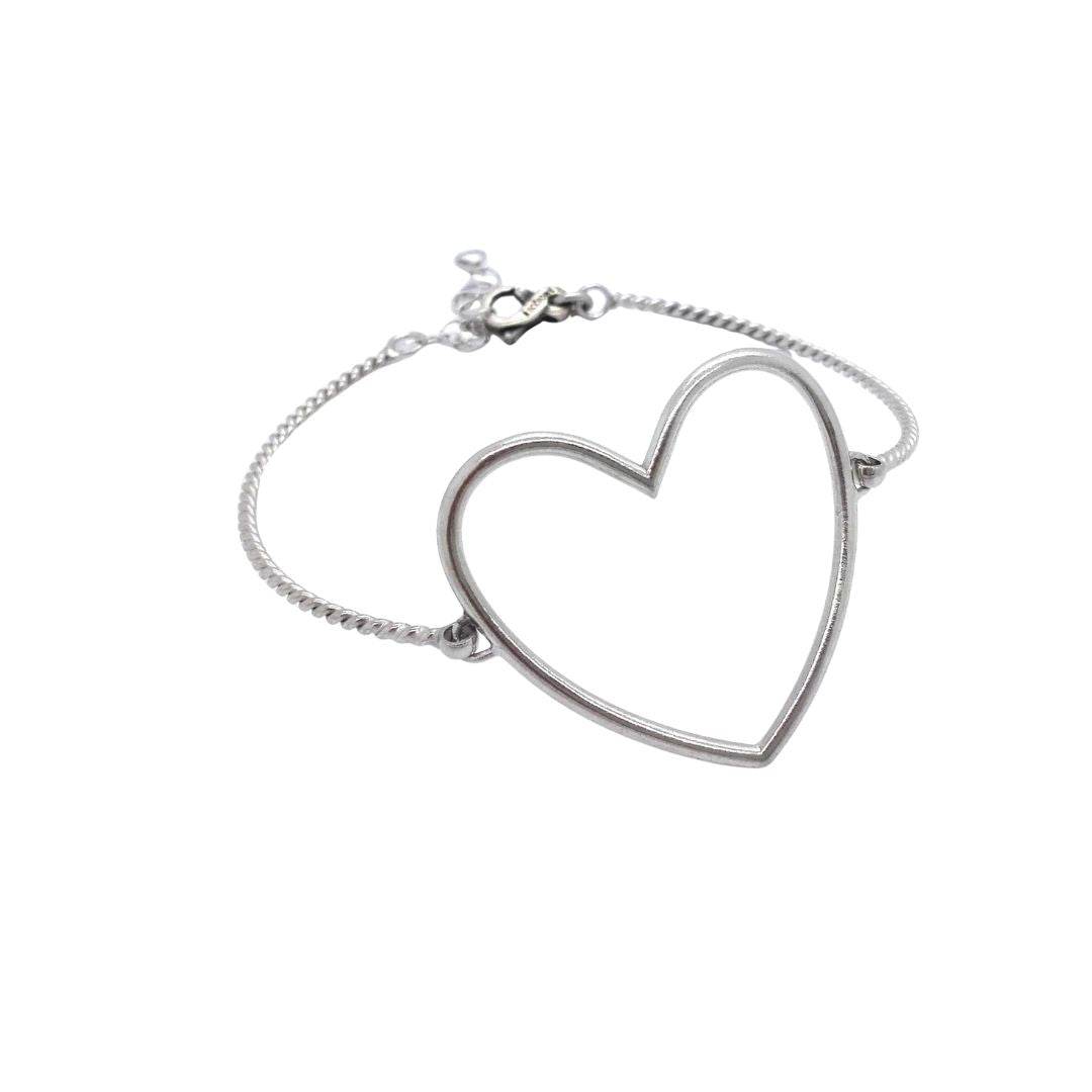 555Jewelry Bracciale A Cuore In Acciaio Inox Per Donna - Catana A Scatola 5mm, Chiusura A Levetta, Regalo