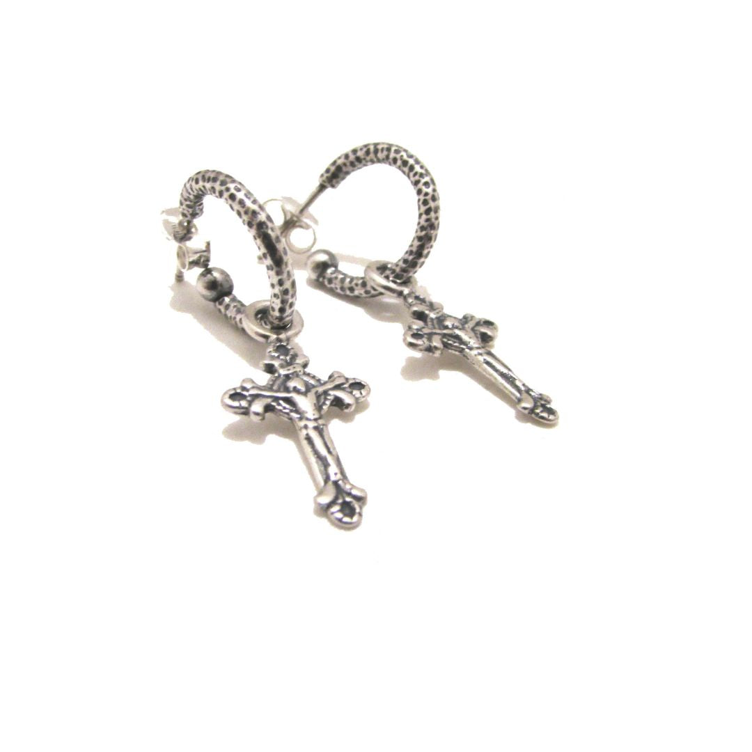 Crucifix Hoop Earrings - OR740