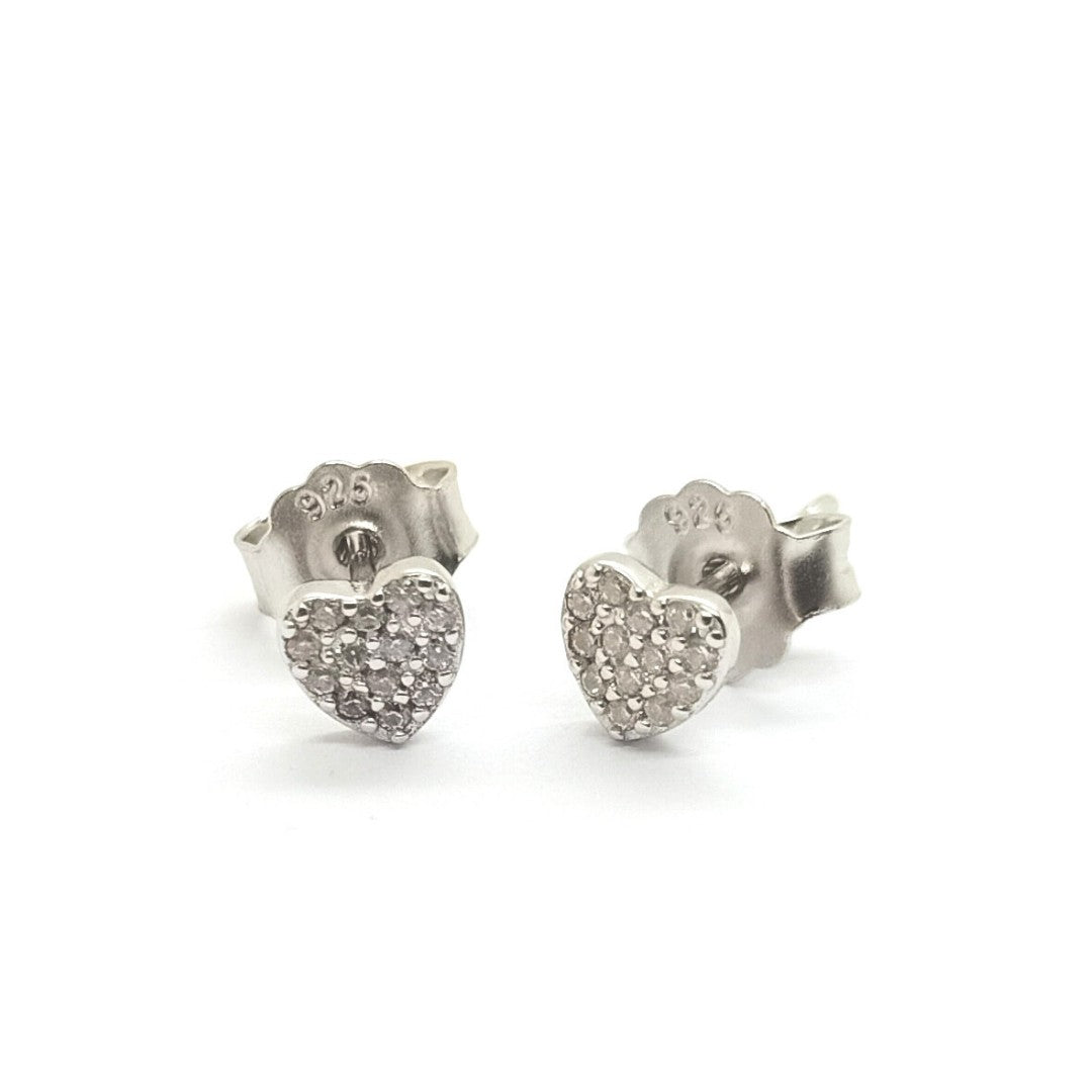 Zirconia Heart Stud Earrings - OR829