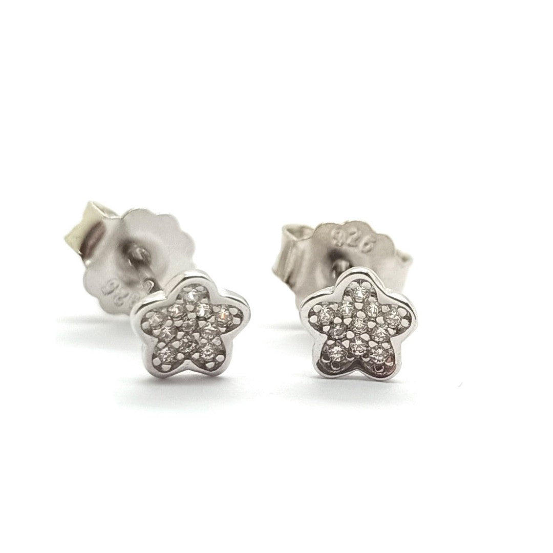 Cubic Zirconia Flower Stud Earrings - OR831