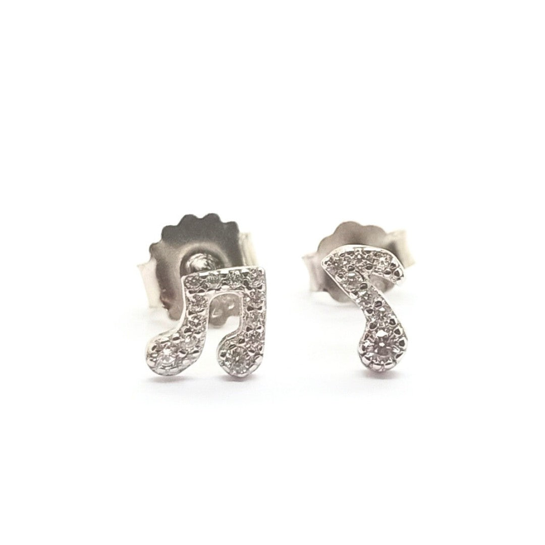 Zirconia Notes Stud Earrings - OR832