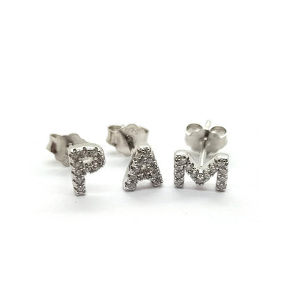 Zirconia Letter Earring - OR834