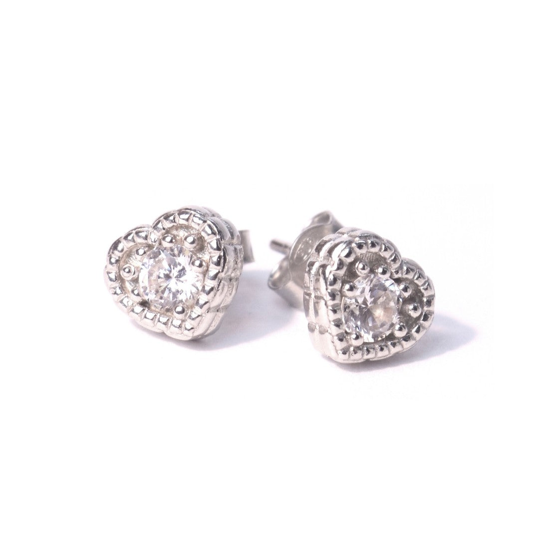 Zirconia Heart Stud Earrings - OR840