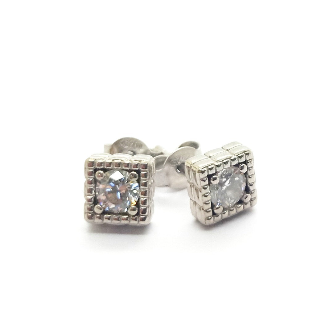 Square Stud Earrings with Zirconia - OR841