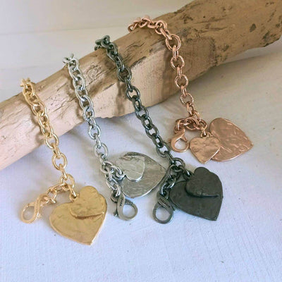 Bracciale cuori martellati - PSBR99 - Spadarella Gioielli