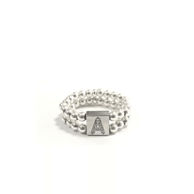 Anello elastico con letterina di zirconi - SPAN58 - Spadarella Gioielli