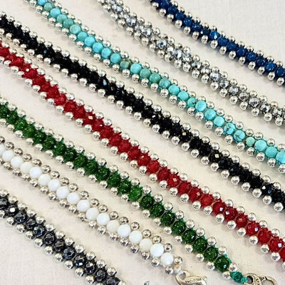 Bracciale spadino intrecciato con pietre - SPBR067 - Spadarella Gioielli