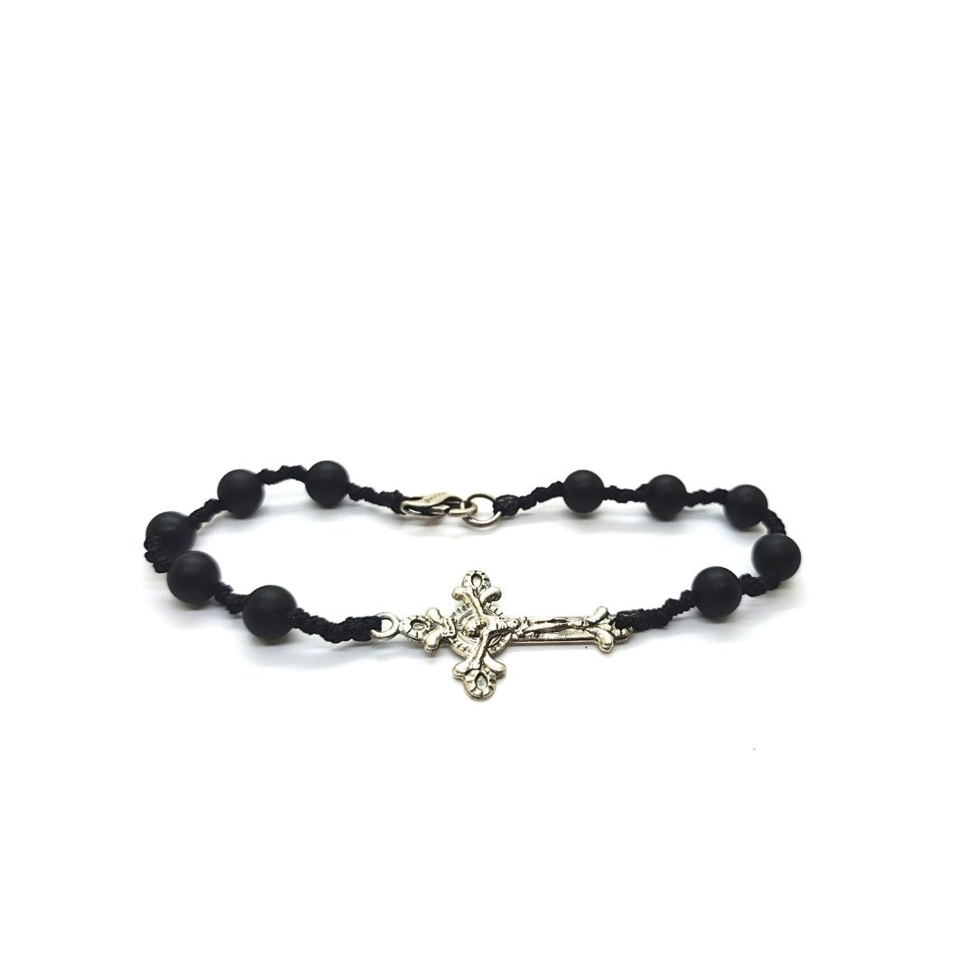 Onyx rosary sword bracelet - SPBR248