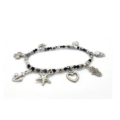 Sword bracelet with stones and pendants - SPBR603