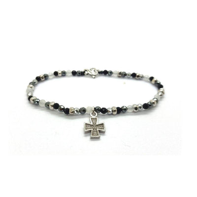 Bracciale spadino pietre con croce - SPBR605 - Spadarella Gioielli