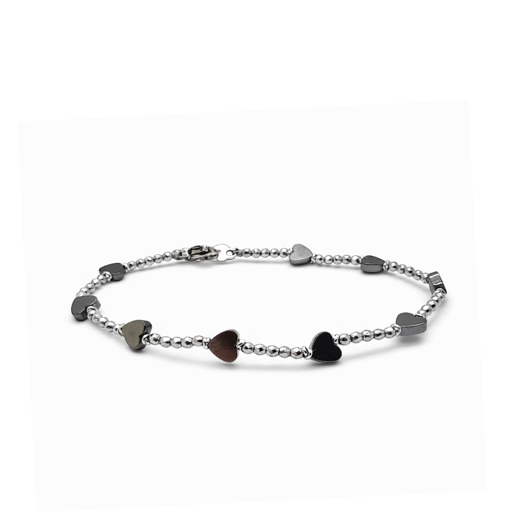 Bracciale spadino San Valentino cuori ematite - SPBR759