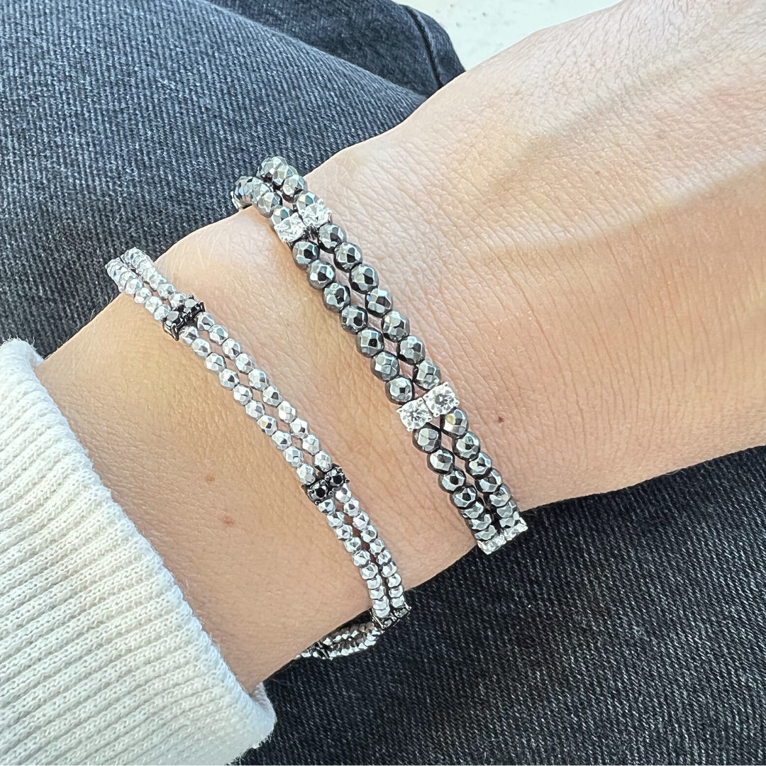 Bracciale zirconi ed ematite - SPBR779