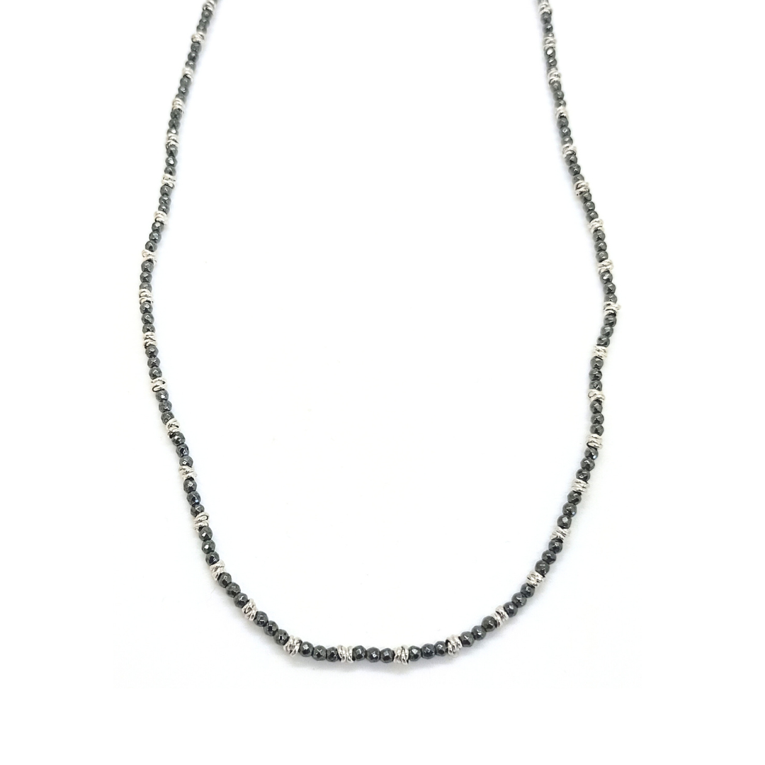 Collana Spadino anellini ed ematite - SPGR766